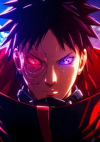 Image of NIJUKA Anime Printed Metal sheet Poster For Home And Room Decoration | For Anime Art Fans Boys And Girls (Obito sharingan and Rinnegan)