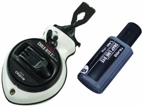 6 Pack Tajima CR201W-P White Chalk-Rite II GearDrive Extra Bold Fast-Wind Chalk Snap-Line with Black Snap Line Dye