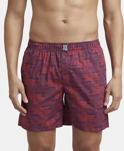 Image of Jockey US57 Men's Super Combed Mercerized Cotton Woven Printed Boxer Shorts with Side Pocket (Pack of 2 Prints May Vary)
