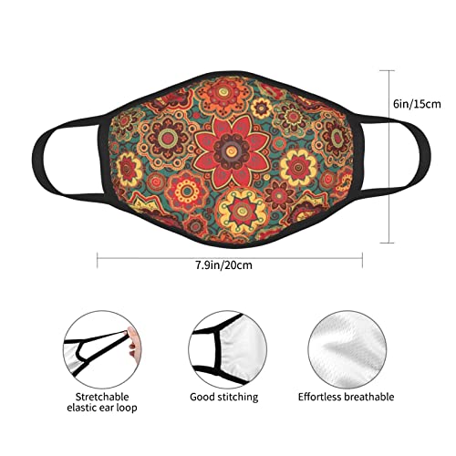 3 Pack Christmas Face Retro-Colored-Paisley-Ornament Mask,Adjustable Windproof Bandana,Reusable Mouth Cover,Unisex Adult Scarf Black #TOP3