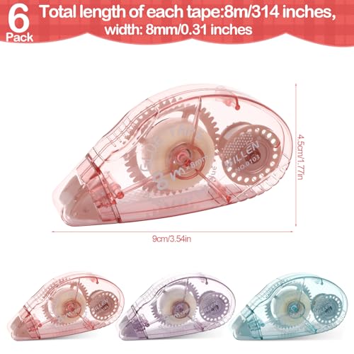Farerkass Kleberoller, Adhesive Roll, Doppelseitiges Klebeband Transparent, Permanenter Klebestreifen, Double-Sided Adhesive Tape für Fotoalben Karten Fotos Basteln Tagebuch (6, 10m*8mm)