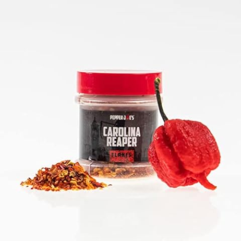 Pepper Joe’s Carolina Reaper Pepper Flakes – World’s Hottest Chili Pepper Flakes – 1/2oz Shaker Jar – Pure Crushed Hot Pepper Flakes for Spicy Cooking Cover