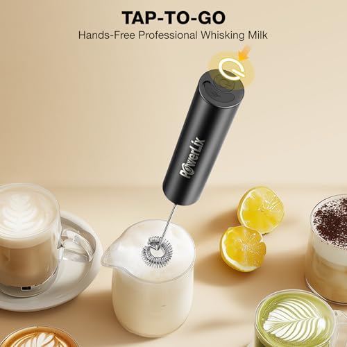 POWERLIX Pro 3-in-1 Handheld Milk Frother Electric - USB-C Rechargeable, 10,000 RPM Quick Whisk, Detachable Heads for Latte/Cappuccino/Egg Whites, Auto-Stop Safety, Portable Barista Tool - Image 6