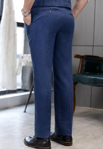 Men's Wool Tweed Pants Vintage Trousers Herringbone Pleat-Front Dress Pants Regular Fit2