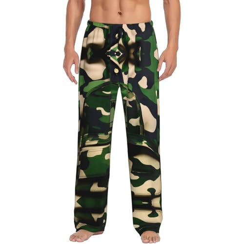 Pantalon de pyjama vert long fluide avec poches et ceinture élastique pour la nuit