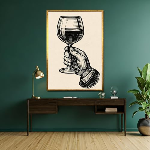 Décoration rustique classique avec une toile de verre à vin rétro pour salon authentique - 4