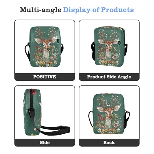 Cartoon Cute Deer Green messenger bag for women crossbody shoulder bag crossbody Women's Purse Adjustable Strap for business Shopping4