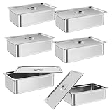 Stainless Steel Baking Pan - 16 Gauge Thick Stainless Steel, 21x13x6 Inch Large Capacity Roasting Tray for Turkey, Steak, Fish, Commercial Grade Kitchen Baking & Cooking Pan with Lid (6 Pack)