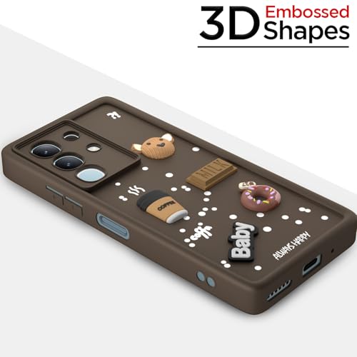 Image of Pikkme Back Cover for Vivo T4x 5G / iQoo Z10x 5G / Vivo Y31 Pro 5G | Cute Fun Cartoon 3D Bear Silicone Full Body Protection Bumper Case (Brown)