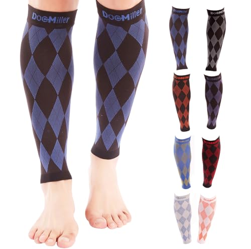 Image of Doc Miller Calf Compression Sleeves 20-30 mmHg for Men & Women, Argyle | Footless Compression Socks, Circulation Support, Pain Relief, Shin Splints, Varicose Veins, Running, Nurses, Travel, 1 Pair