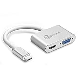 USB C to Hdmi VGA Adapter, Kimwood 2-in-1 Type C to HDMI VGA Adapter (Thunderbolt 3 Compatible) for MacBook Pro, iMac 2017, Chromebook Pixel, Galaxy S8/S8Plus and More, 4K