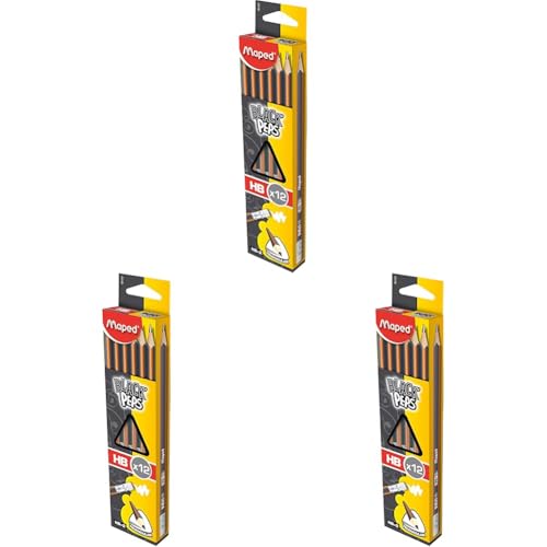 Crayons a papier HB2 Maped en lot de 3 boites de 12 pour l'ecole