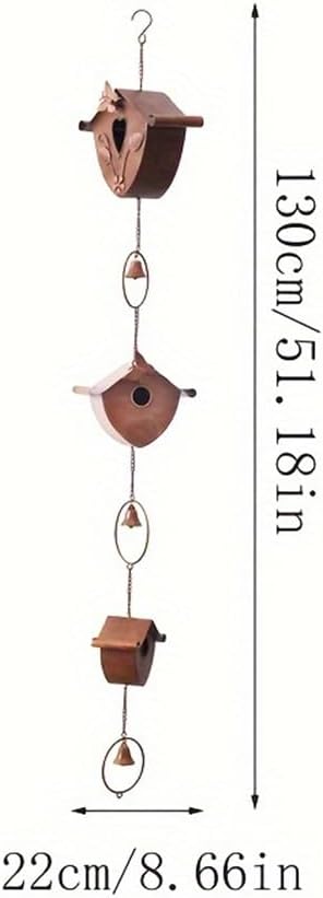 Gold Bird Houses Rain Chain for Heavy Rain, Functional & Decorative Replacement Downspout Chain for Outside RainChain