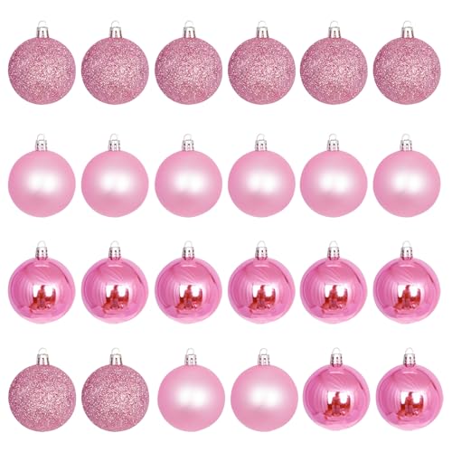 KASESSS 24 Stück Weihnachtskugeln Rosa, 3CM Christbaumkugeln Rosa,...