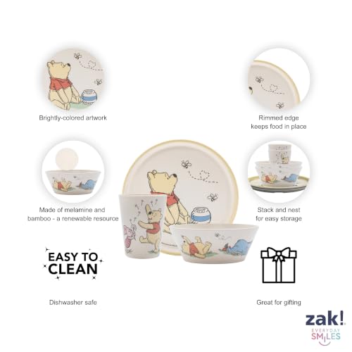 Image of Zak Designs Disney Winnie the Pooh Kids Dinnerware Plate Bowl & Tumbler