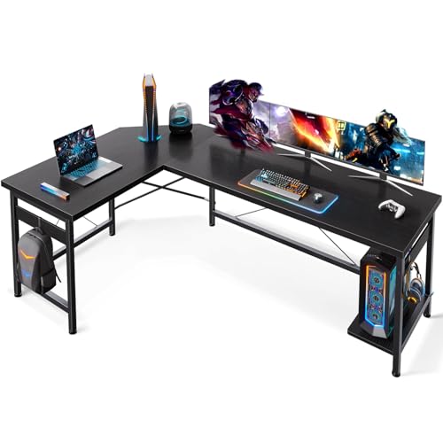 Coleshome 66' L Shaped Gaming Desk, Corner Computer Desk, Sturdy Home Office Computer Table, Writing...