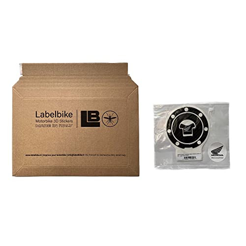 labelbike - Offiziell lizenzierter Honda Aufkleber, Dekoration und Schutz aus 3D-Gelharz für 7-Loch Tankdeckel des Motorrads - weißes Honda-Logo