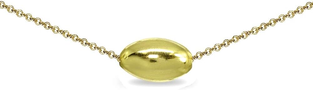 B. BRILLIANT Sterling Silver Polished Oval Bead Dainty Slide Necklace