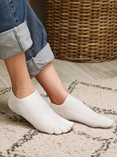 Image of Bencailor Women Toe Socks Cotton No Show Sock | 6 /12 Pairs Low-cut Socks with Toes Separated, Soft Breathable Cotton, Ankle Five-finger Sock for Running Athletic Daily Wear