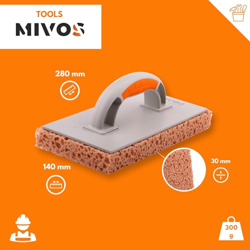 Miniatura 3 de Mivos Tabla De Lavado De Azulejos Con Revestimiento De Esponja Hidráulica De 30 Mm - Poro Grueso - Color Marrón, 280 X 140 Mm, Llana De Poliuretano Con Almohadilla De Esponja Hidráulica, Esponja Para
