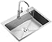 Kitchen Sink łazienka Fixture stal szlachetna zmywarka do naczyń zmywarka do mycia warzyw i owoców (kolor: srebrny, rozmiar: 58 cm) ZHJING (kolor: srebrny, rozmiar: 55 cm)