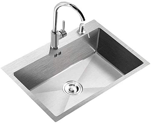 Kitchen Sink Badezimmer Fixture Edelstahl-Geschirr-Sauber Wasch- oder Spülbecken Geschirrspüler Gemüse- und Obstreiniger (Farbe: Silber, Größe: 58cm)