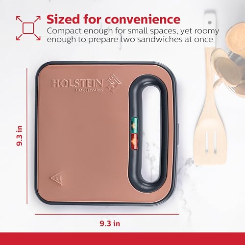 holstein housewares 2-sice sandwich griddle non-stick panini press amp breakfast sandwich maker easy clean up perfect for cooking breakfast crispy grilled cheese savory paninis amp sandwiches