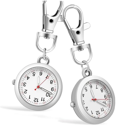 TENDYCOCO 2個 ポケットウォッチ キーホルダー付き クォーツ懐中時計 看護師向け 軽量携帯可能 バックルデザイン 男女兼用 シンプルおしゃれ時