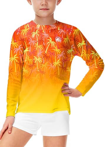 Image of AOBUTE Unisex Kids Rash Guard Long Sleeve SPF 50+ Sun Shirt UV Protection Swim Shirts 3-12 Years