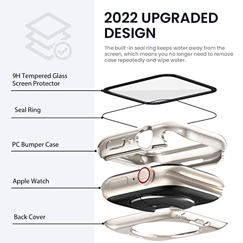Tensea (2 in 1) for Waterproof Apple Watch Screen Protector Case 40mm SE 3/SE 2nd Generation/SE/Series 6/5/4 Accessories, 360 Front and Back, iWatch Face Cover with Tempered Glass for Women Men, 40 mm by Tensea - Image 3