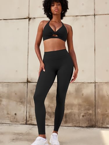 YEOREO Women's Workout Gym Leggings Julissa Hidden Scrunch Butt Sculpting Compression Mid Rise V Back Yoga Leggings 26"3