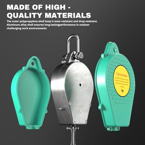 Image of 23ft Self Retracting Lifeline, 330LBS Fall Arrest Equipment, Fall Protection System with Dual Swivels, Alloy Steel Hook, & Flame Retardant Steel Wire Rope(Φ3.2mm)