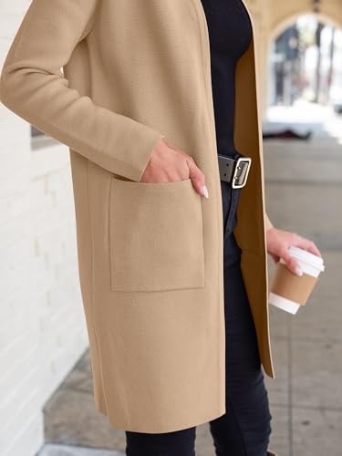 Anrabess Cardigan Sweater For Women Casual 2024 Fall Fashion Coat Long Sleeve Open Front Knit Coatigan Outwear Light Camel X-Large thumb #5
