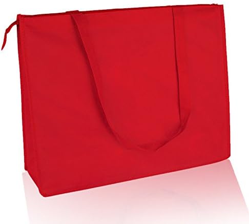 Paquete de 12 bolsas reutilizables no tejidas Jumbo con cremallera (paquete de 12) (rojo)