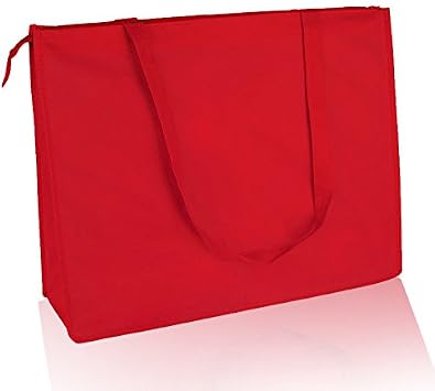 6 Pack Set of 6- Reusable Non Woven Jumbo Zippered Tote Bag Red