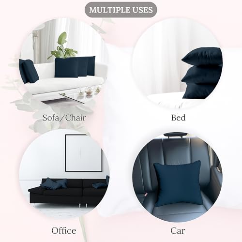 Image of Premium Polyester Fiber Cushion Fillers - Pack of 5 Pcs | 18 x 18 Inches | Navy Blue| Cushions, Sofa Pillow, Cushion for Sofa, Cushion for Bed, Decorative Pillow