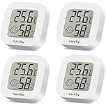 4Pack Room Thermometer Vaikby, Indoor Thermometer Hygrometer, Mini Digital Temperature Humidity Meter Gauge Monitor, Large LCD Display Celsius for House, Greenhouse, Baby, Office, Home, Garden, Cellar