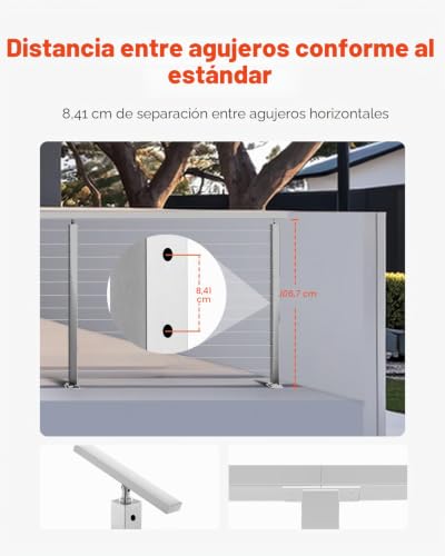 Poste de barandilla de cable VEVOR soluciona óxido en postes de exterior plata 4