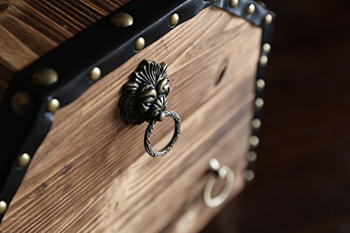 Vintiquewise Wooden Treasure Chest Trunk Vintage-Style Storage Box with Leather Straps Brass Rivets Lion Head Ornaments & Latch Closure Decorative Accent and Functional Organizer for Home Décor, Small by Vintiquewise - Image 6
