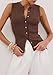 Famnbro Womens Sweater Vest 2025 Sleeveless Button Down Summer Tank Fashion Elegant Business Casual Tops Brown