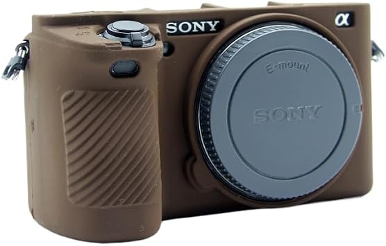Camera Case for Sony A6500 - Protective Silicone DSLR Skin Cover, Detachable Cage, Shockproof, Dustproof (Brown)