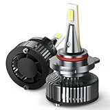 AUXITO Y13 Series 9012 Light Bulbs, 700% Brighter 6500K Cool White, Mini Size, Halogen Replacement with Cooling Fan for HIR2 Fog Light Bulb, Pack of 2