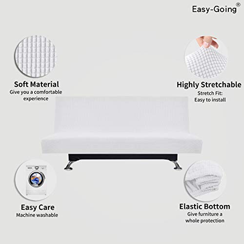 Image of Easy-Going Stretch Large Futon Slipcover Armless Futon Cover Snow White