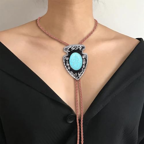 Image of Btilasif Bolo Tie Brown for Men, Scorpion Luminous Stone Cowboy Tie Western Leather Necktie Necklace for Women