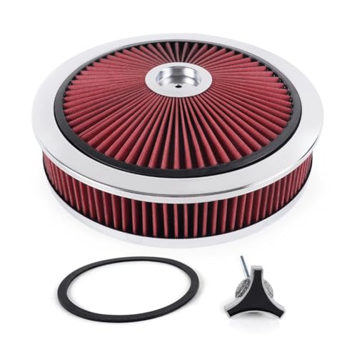 Filtro de aire circular lavable de alto flujo color rojo para mejorar la potencia del coche