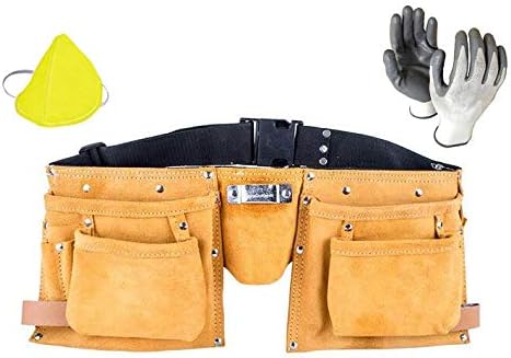 ISC Leather Tool Pouch Bag Belt Apron Multi Pocket Belt Multipurpose Work Combo