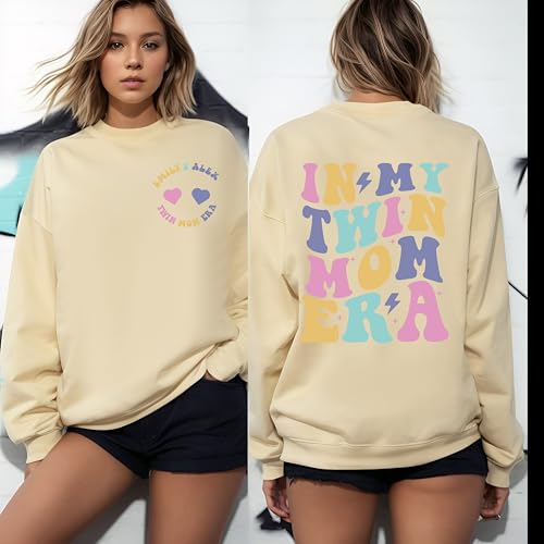 Generic Unisex Adult Twin Mom Sweatshirt, Twin Mom Club Sweater, Gift Color, Small, Letter Print, Crew Neck, Long Sleeve, Machine Washable3