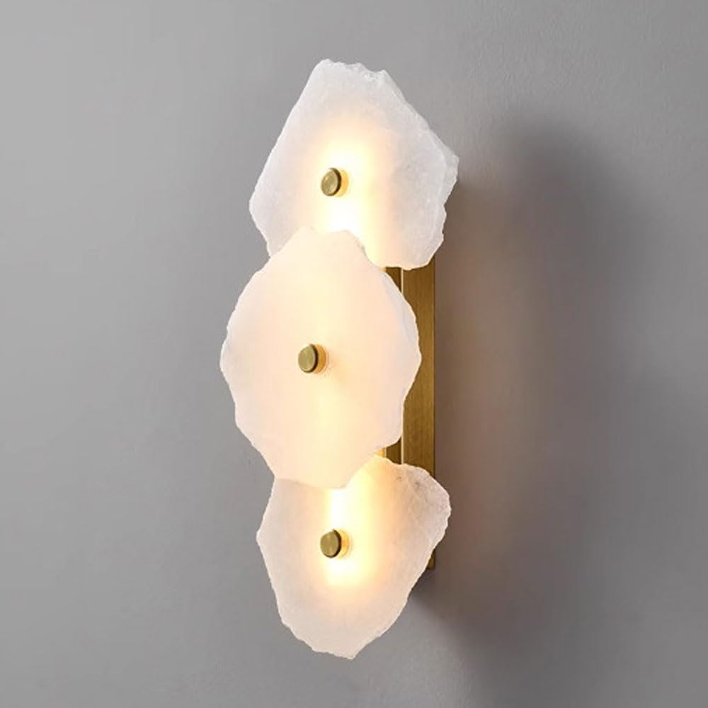 XYBZJP Medieval LED Warm Light Wall Sconce, 13.3in Natural Alabaster Wall Lamp, Marble Indoor Wall Light, Dressing Table Bedside Entrance Decorative Lighting Fixtures