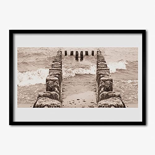 Affiche encadrée 70x50 cadre mdf photo ocean beach architecture murale