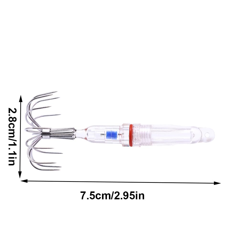 Ami da Esche Luminose da Pesca, Gancio di Esca in Acciaio ad Alto Tenore di Carbonio per Polpi, Ganci Spinato Amo LED Artificiali per Acqua Dolce e Salata